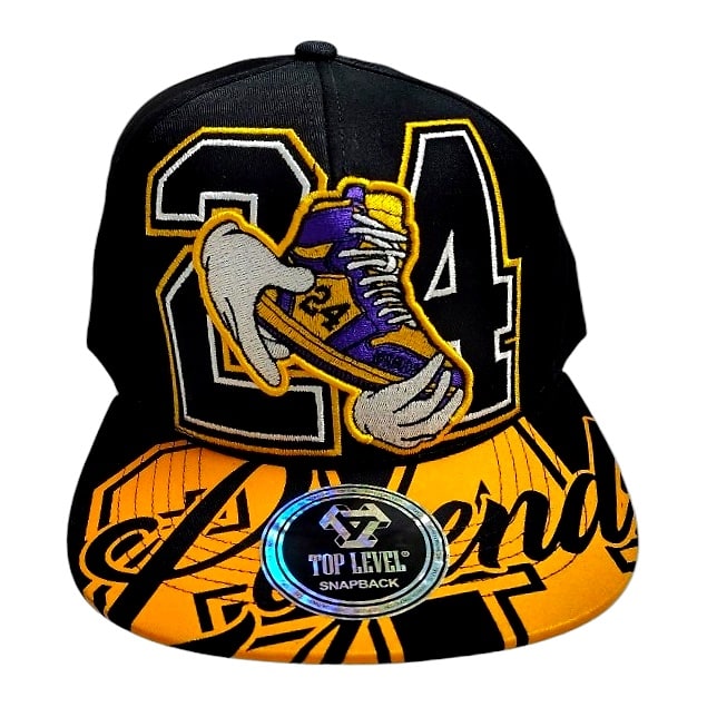 Hip-Hop Caps -"Legend 24" Basketball Desgin Balck