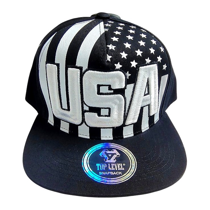 Hip-Hop Caps -USA Design Black