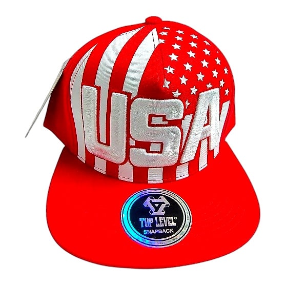 Hip-Hop Caps -USA Design Red