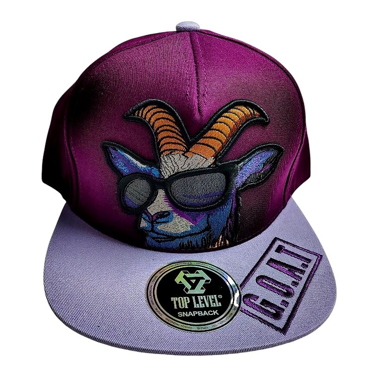 Hip-Hop Caps -GOAT With Sunglasses Design Purple
