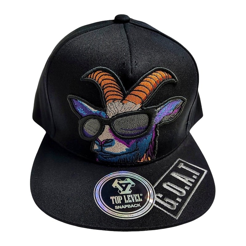 Hip-Hop Caps -GOAT With Sunglasses Design Black