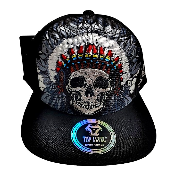 Hip-Hop Caps -Native American Skulls Black