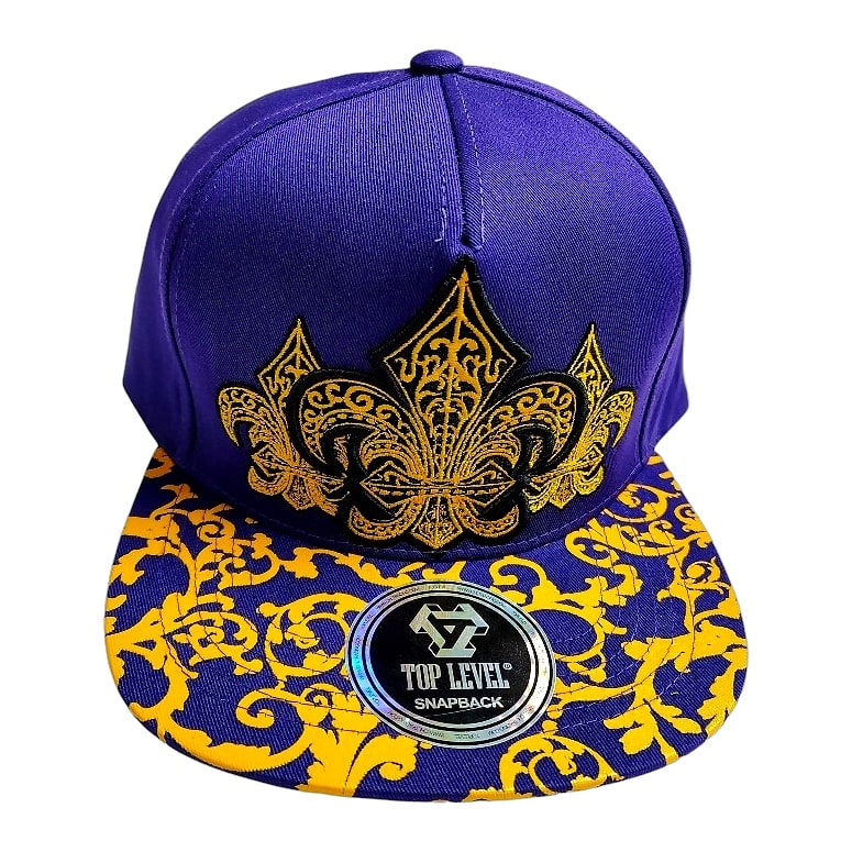 Hip-Hop Caps -Fleur-De-Lis Design Purple
