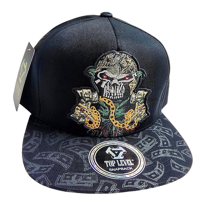 Hip-Hop Caps -Skull Graphic & Money Pattern Brim