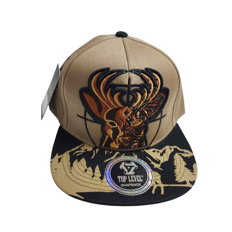 Hip-Hop Caps -Deer Skull Design Tan Crown