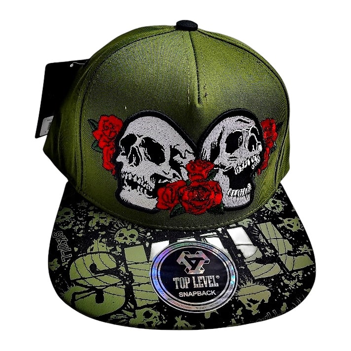 Hip-Hop Caps -Skulls Rose Green