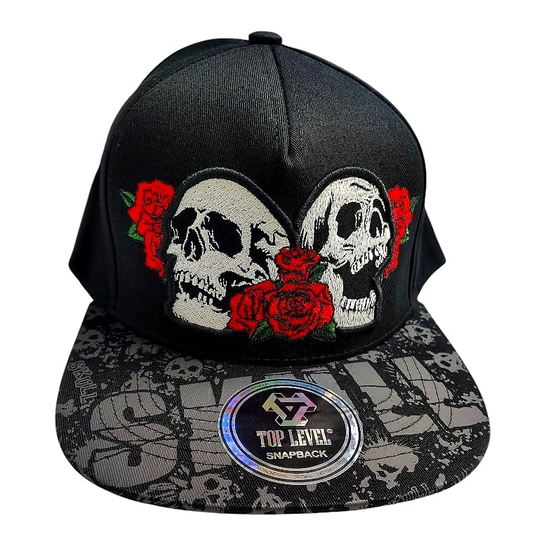 Hip-Hop Caps -Skulls Rose Black