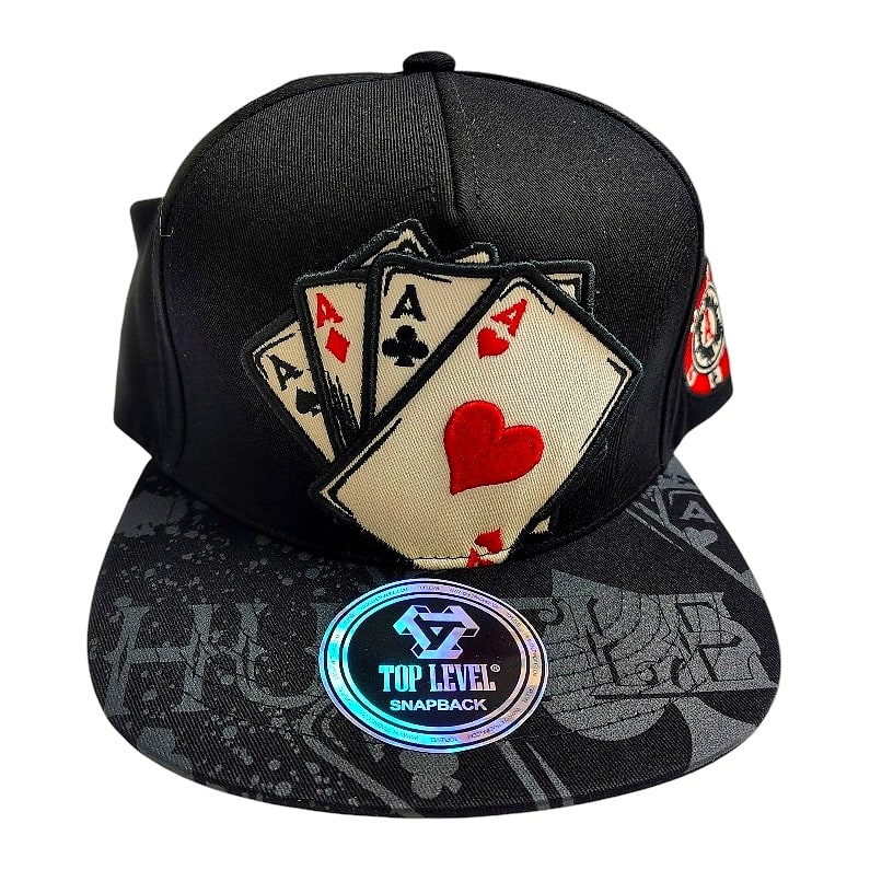 Hip-Hop Caps -Poker Ace Cards Black