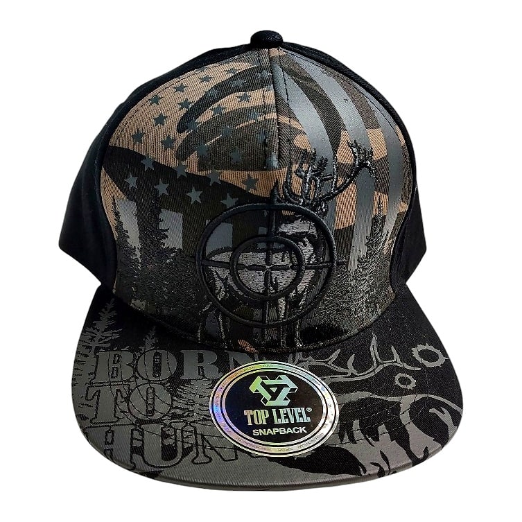 Hip-Hop Caps -Hunting Theme Design With Deer Black