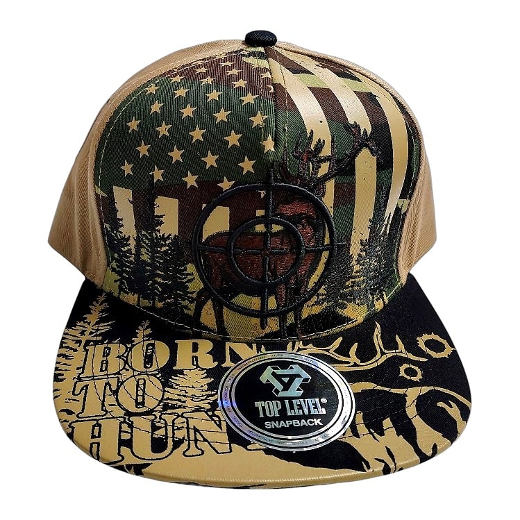 Hip-Hop Caps -Hunting Theme Design With Deer Khaki
