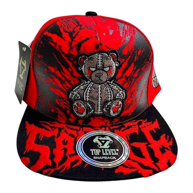Hip-Hop Caps -Angry Teddy Bear Red
