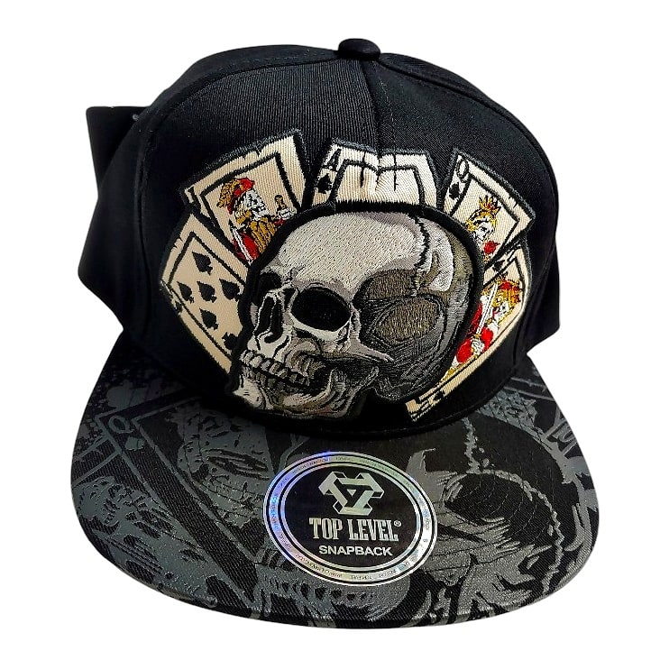 Hip-Hop Caps -Poker Card Skull Black