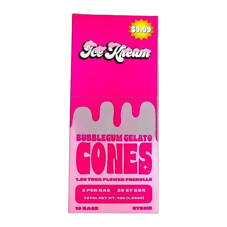 Ice Kream 1.5gm THCA Flower Pre-Rolls 3pk 10ct Box-Hybrid-Bubblegum Gelato