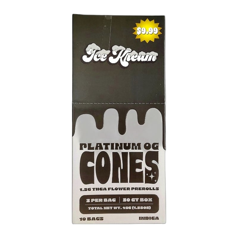 Ice Kream 1.5gm THCA Flower Pre-Rolls 3pk 10ct Box-Indica-Platinum OG