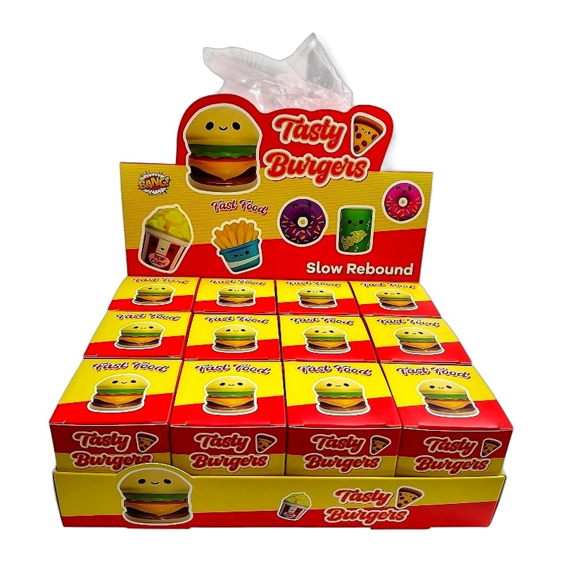 Tasty Burgers Squeeze Toy -12ct Box