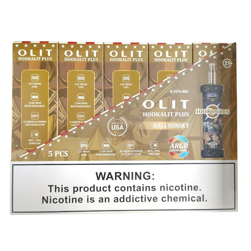 Olit Hookalit Plus 100k Puffs 5ct Box - Bali Sunset