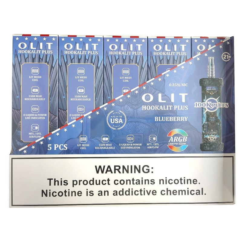 Olit Hookalit Plus 100k Puffs 5ct Box-Blueberry