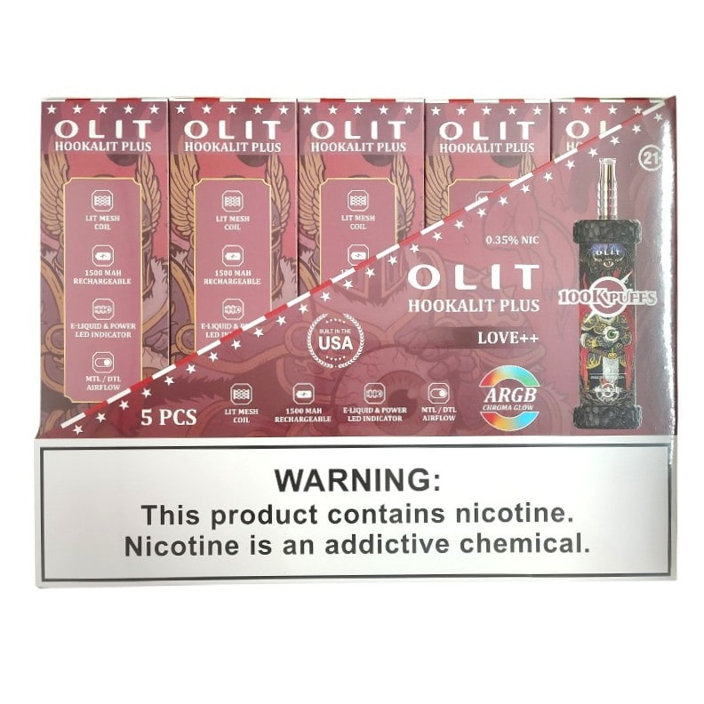 Olit Hookalit Plus 100k Puffs 5ct Box - Love++