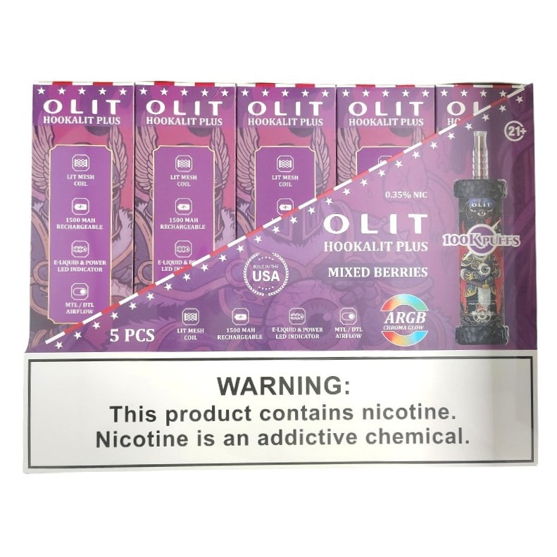 Olit Hookalit Plus 100k Puffs 5ct Box-Mixed Berries