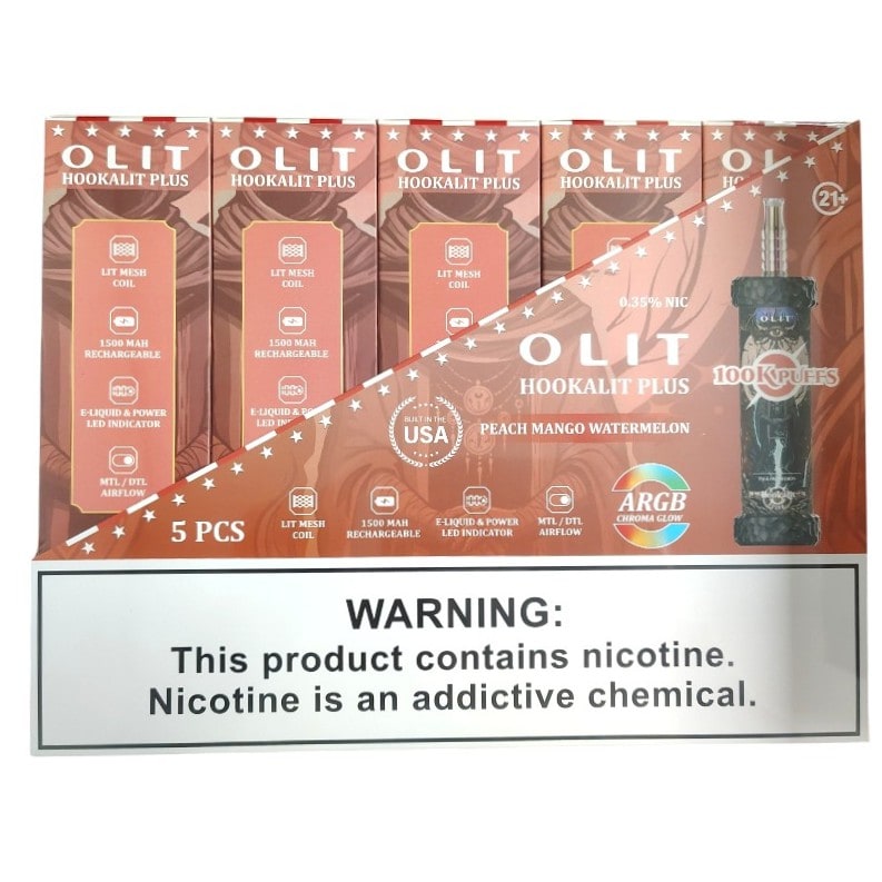Olit Hookalit Plus 100k Puffs 5ct Box-Peach mango Watermelon