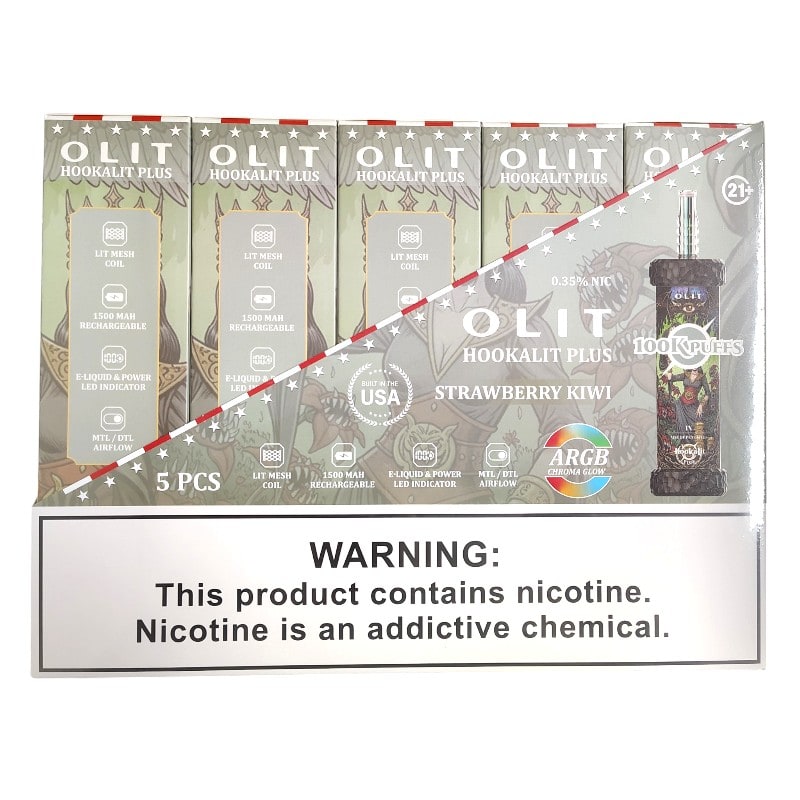 Olit Hookalit Plus 100k Puffs 5ct Box-Strawberry Kiwi