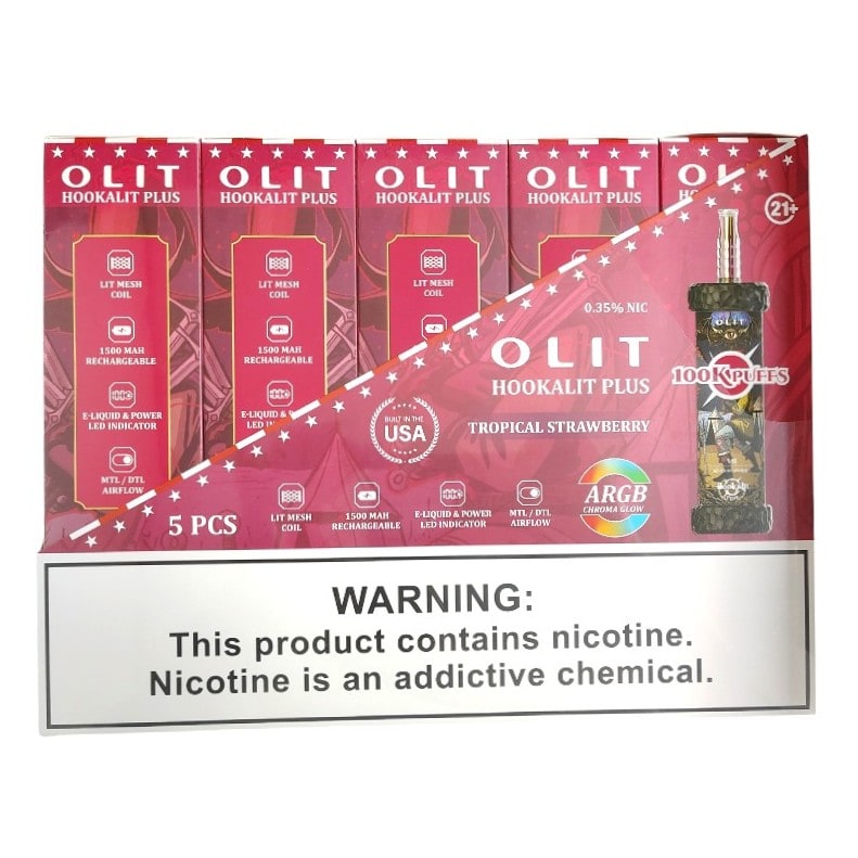 Olit Hookalit Plus 100k Puffs 5ct Box-Tropical Strawberry
