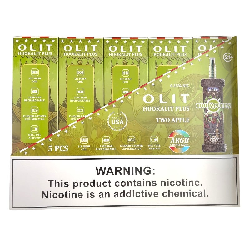 Olit Hookalit Plus 100k Puffs 5ct Box-Two Apple