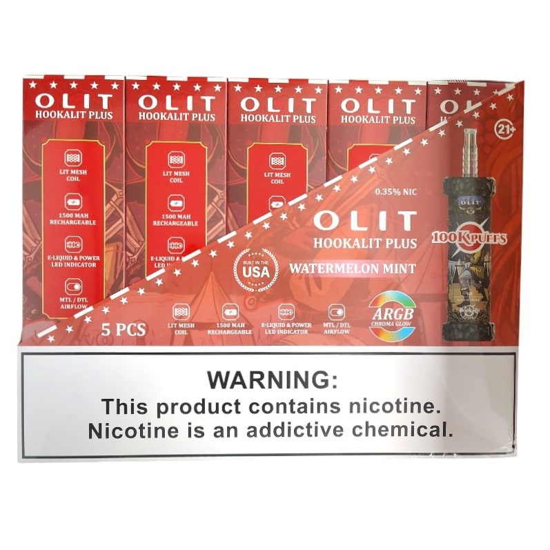 Olit Hookalit Plus 100k Puffs 5ct Box-Watermelon Mint