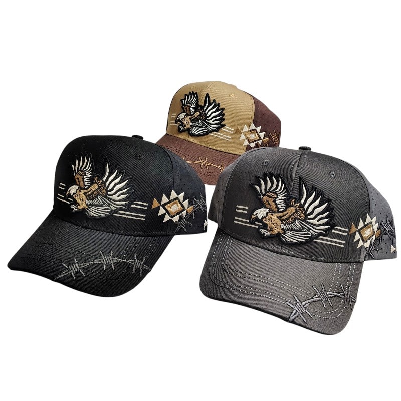Truckers Caps -Eagle & Barbed Wire On Brim