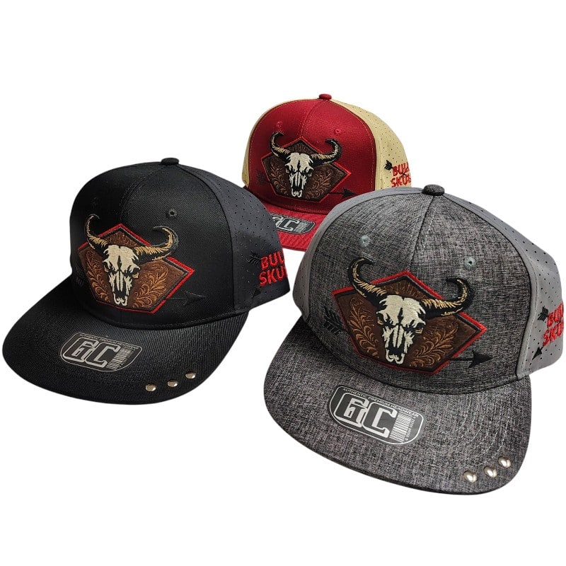 Hip-Hop Caps -Bull Skull Embroidery Arrow