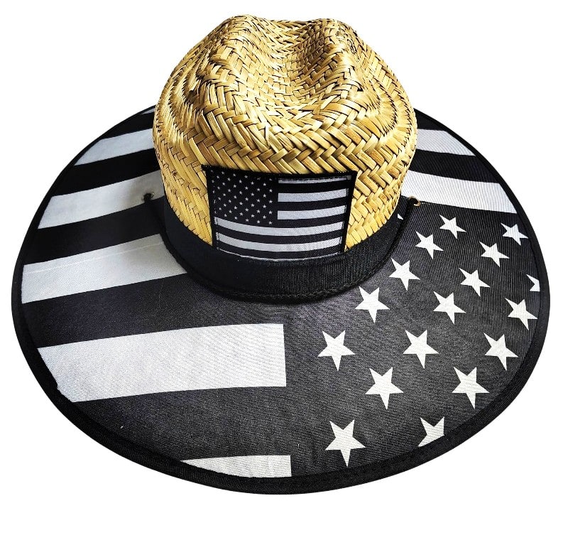 Straw Hat Over Brim Cloth - US Flag