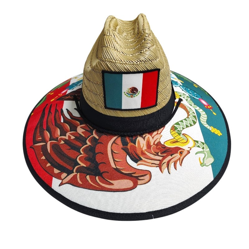 Straw Hat Over Brim Cloth - Eagle Logo