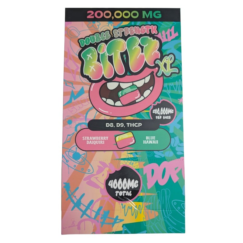 Double Stacked Bitez 200000mg 60ct Box - Strawberry Daiquiri/ Blue Hawaii