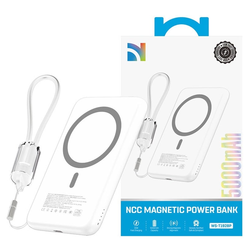 NCC Ultra Slim Magnetic Fast Charging Power Bank 5000mah White