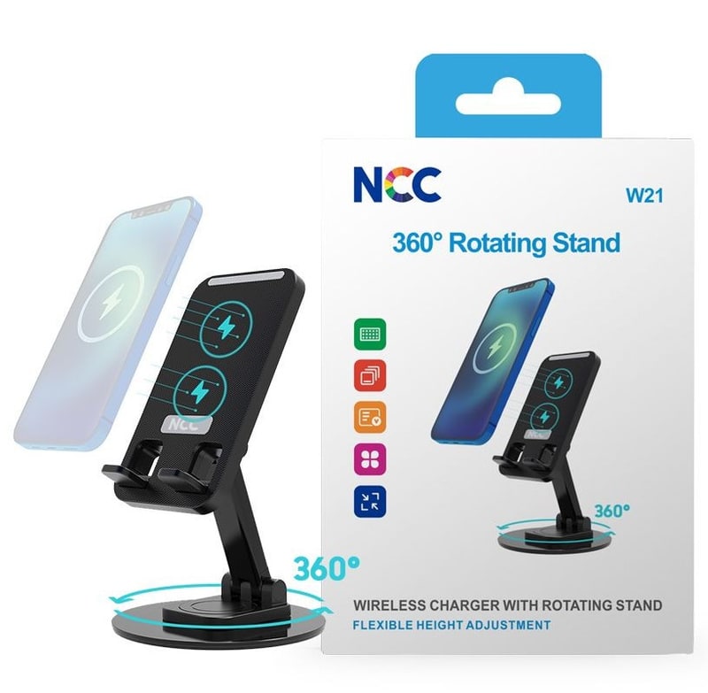 NCC 360 Wireless Charger With Rotating Stand Car Holder