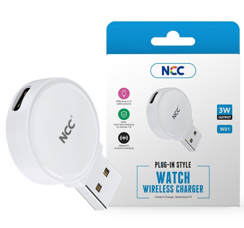 NCC Portable Wireless Magnetic Watch Charger (White)