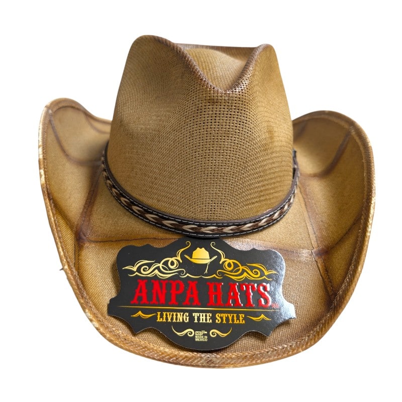 ANPA -Cowboy Hats With Woven Leather Hatband & Frayed Brim