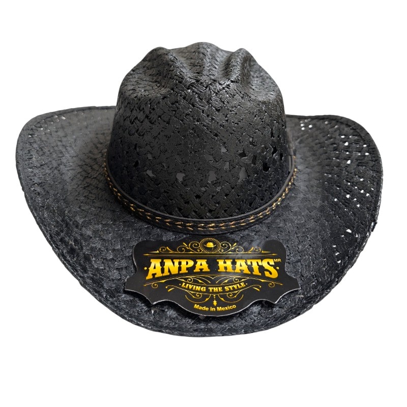 ANPA -Cowboy Hats With Woven Paper Straw Black & Hatband