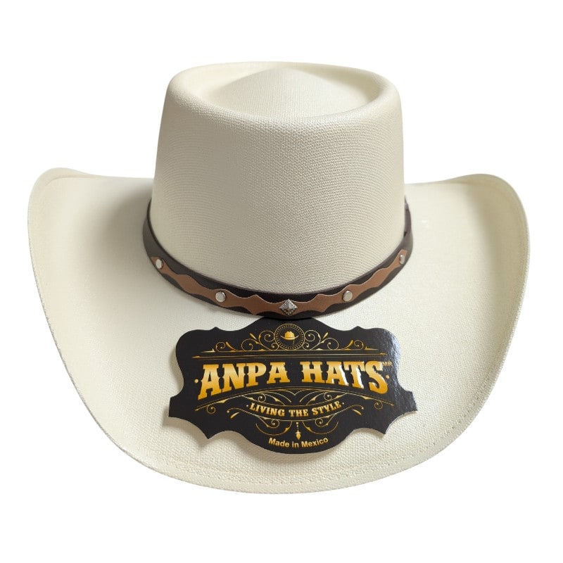 ANPA -Cowboy Hats With Brown Hatband Sliver Diamond (White)