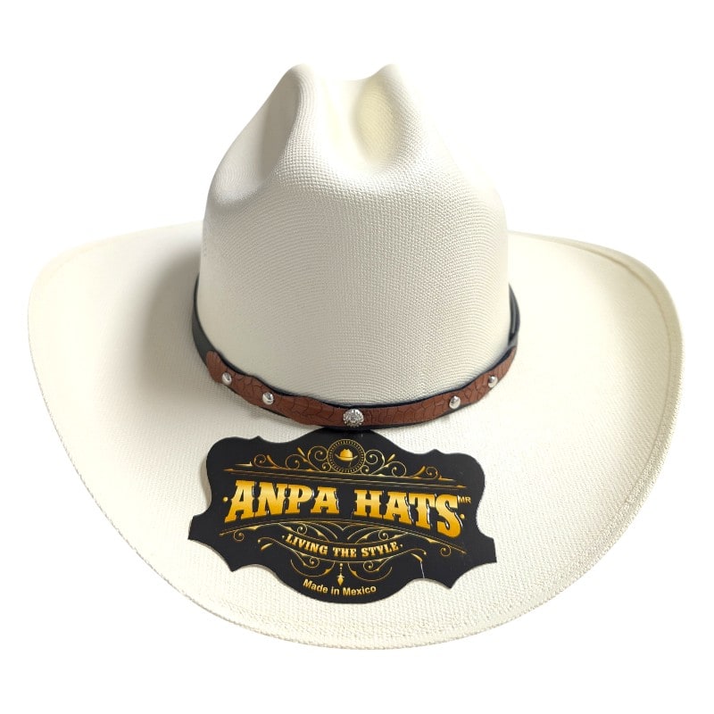 ANPA -Cowboy Hats With Tan Brown Hatband Sliver Diamond (White)
