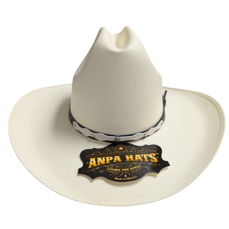 ANPA -Cowboy Hats Tan Cream Color With Black Square Studs On Hatband