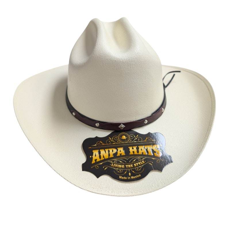 ANPA -Cowboy Hats Ivory Cream Color With Brown Square Studs On Hatband