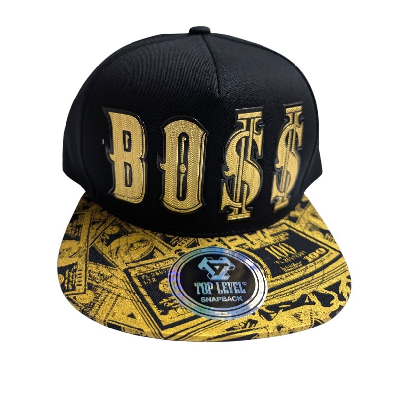 Hip-Hop Caps -Boss Bill Design Gold