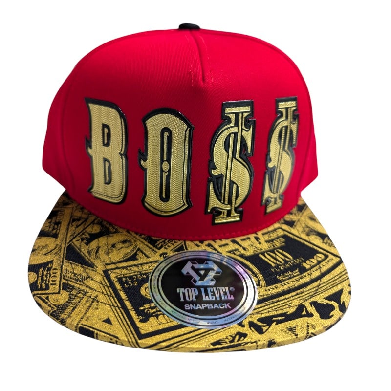 Hip-Hop Caps -Boss Bill Design Red