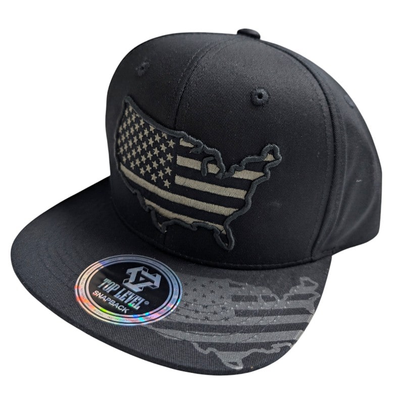 Hip-Hop Caps -USA Logo Black On Brim