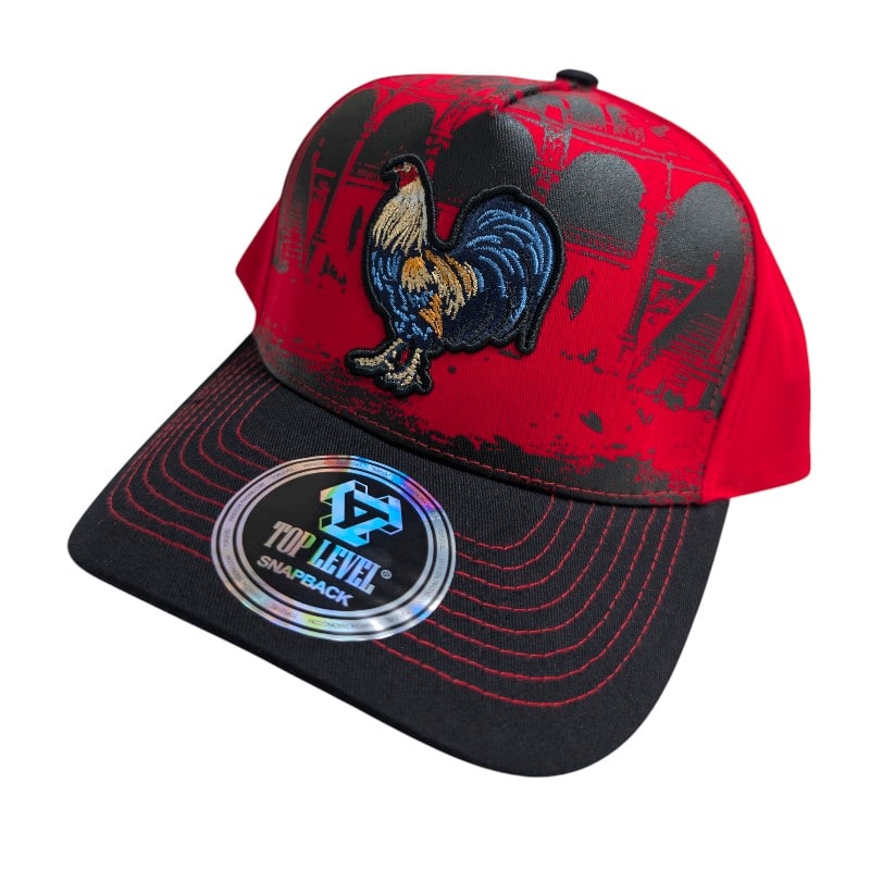 Hip-Hop Caps -Rooster Design Back Building Graphic Red