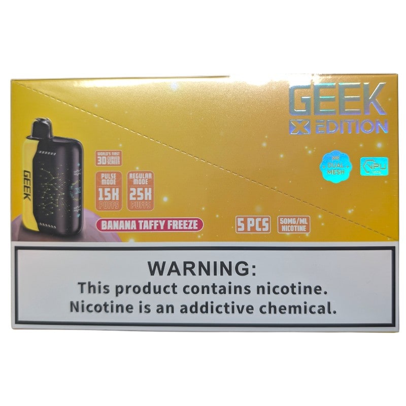 Geek X Edition 25k Puff 5ct Box - Banana Taffy Freeze