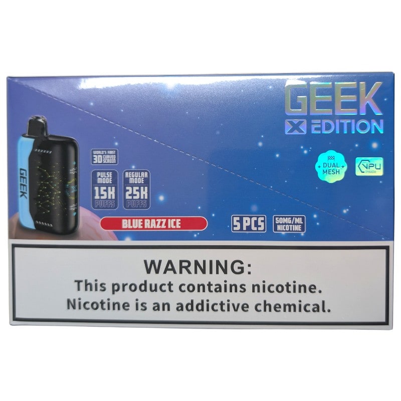 Geek X Edition 25k Puff 5ct Box - Blue Razz Ice