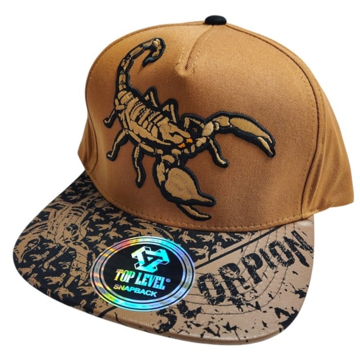Hip - Hop Caps - Scorpion Patch Design Brown