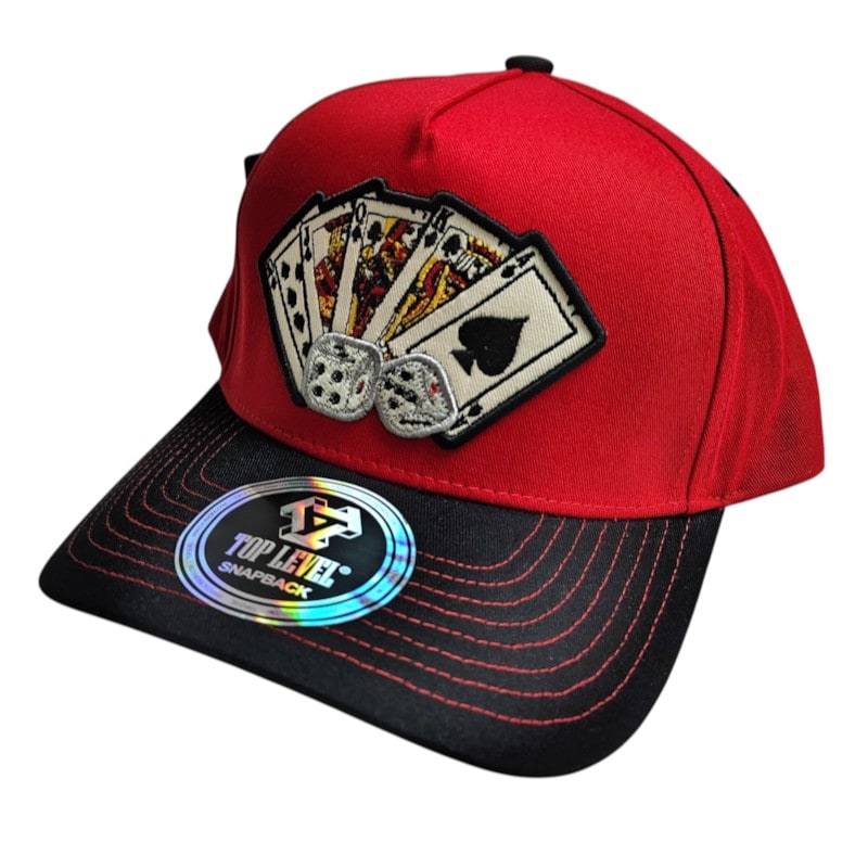Dad Hats Caps - Four Aces Card With Dice Red